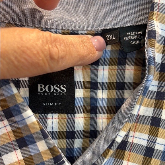 Hugo Boss Blue and Brown Casual Button Down Shirt - Picture 2 of 7